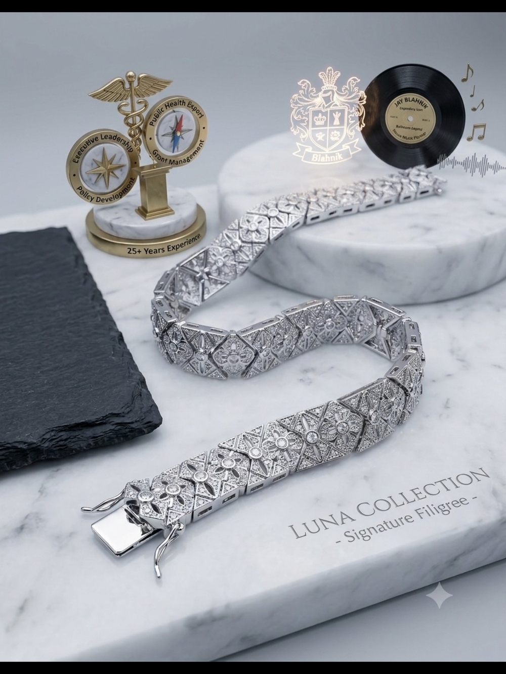 Luna Collection: Signature Filigree Silver Bracelet